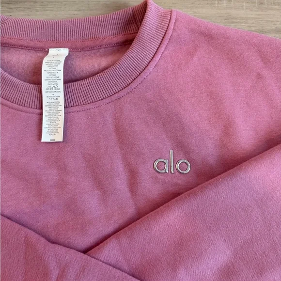 ALO Yoga Cropped Crewneck Sweatshirt in Dusty Rose - Picture 3 of 3